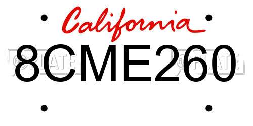 8CME260 California License Plate