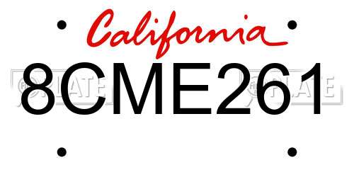 8CME261 California License Plate