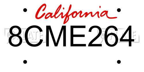 8CME264 California License Plate