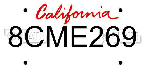 8CME269 California License Plate