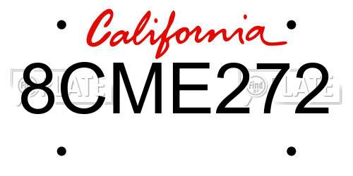 8CME272 California License Plate