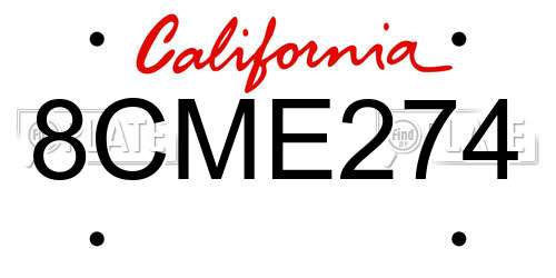 8CME274 California License Plate