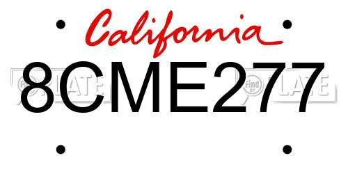8CME277 California License Plate
