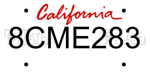 8CME283 California License Plate