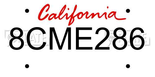 8CME286 California License Plate