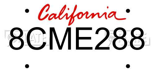 8CME288 California License Plate