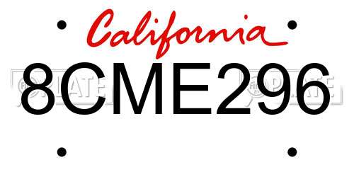 8CME296 California License Plate
