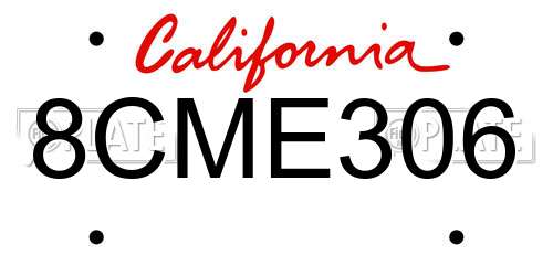 8CME306 California License Plate