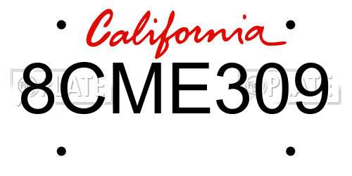 8CME309 California License Plate