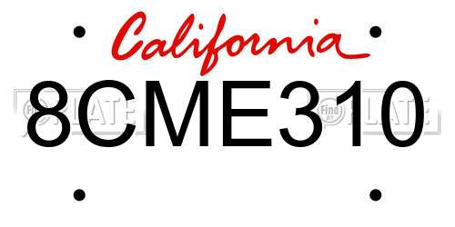 8CME310 California License Plate