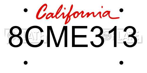 8CME313 California License Plate
