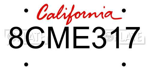 8CME317 California License Plate