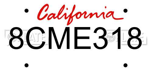 8CME318 California License Plate