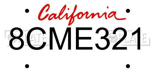 8CME321 California License Plate