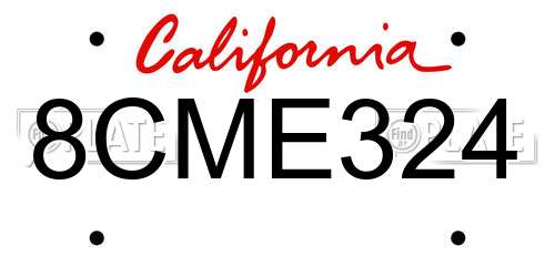 8CME324 California License Plate