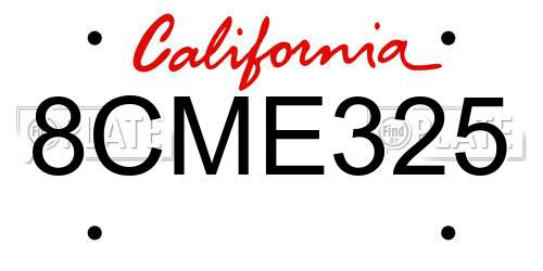 8CME325 California License Plate