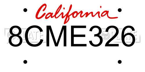 8CME326 California License Plate