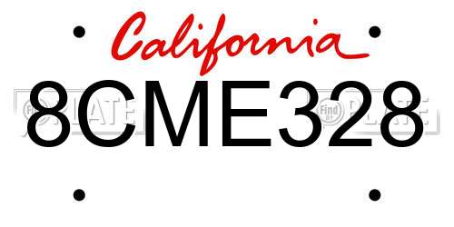 8CME328 California License Plate