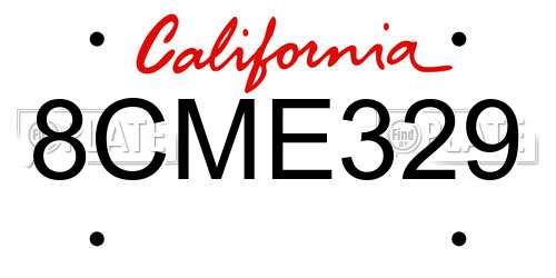 8CME329 California License Plate