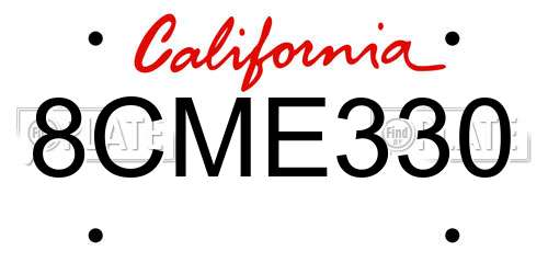 8CME330 California License Plate
