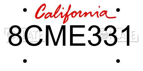 8CME331 California License Plate