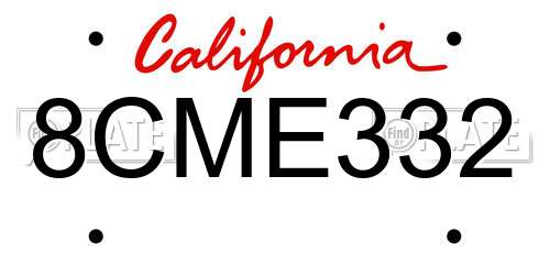 8CME332 California License Plate