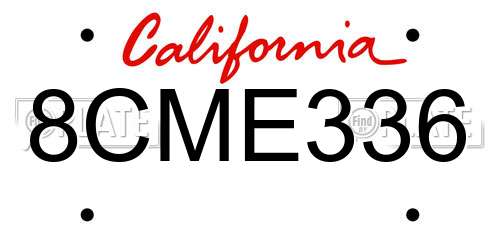 8CME336 California License Plate