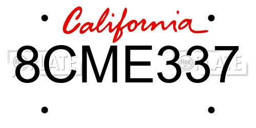 8CME337 California License Plate