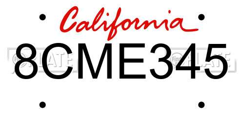 8CME345 California License Plate