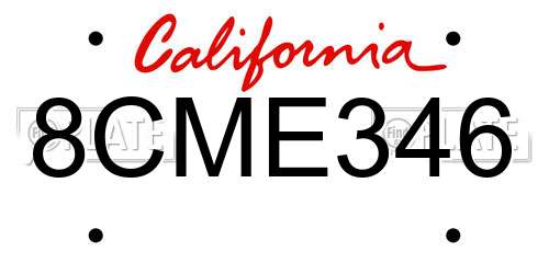 8CME346 California License Plate