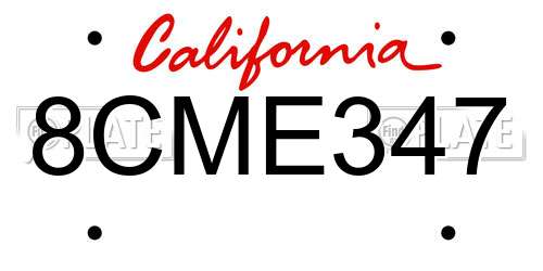 8CME347 California License Plate