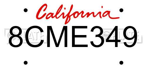 8CME349 California License Plate