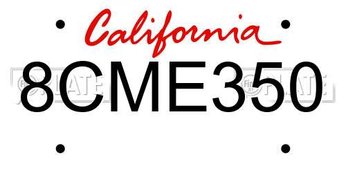 8CME350 California License Plate