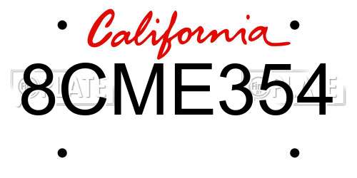 8CME354 California License Plate