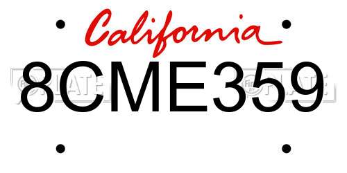 8CME359 California License Plate