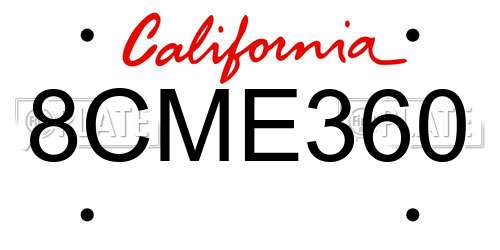 8CME360 California License Plate