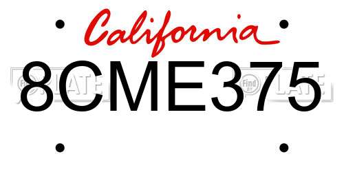 8CME375 California License Plate