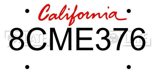 8CME376 California License Plate
