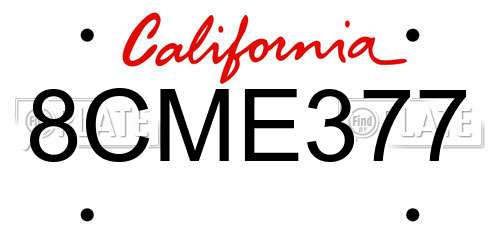 8CME377 California License Plate