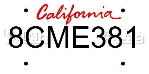 8CME381 California License Plate