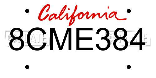 8CME384 California License Plate