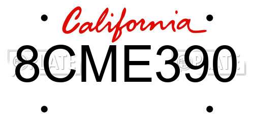 8CME390 California License Plate