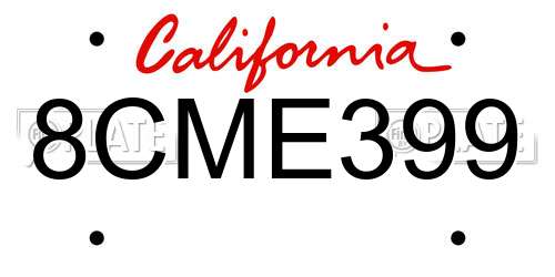 8CME399 California License Plate