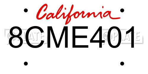 8CME401 California License Plate