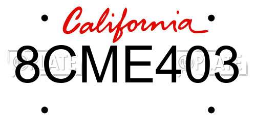8CME403 California License Plate