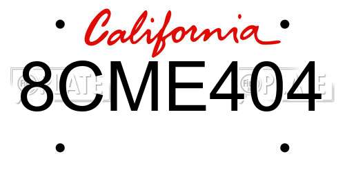 8CME404 California License Plate