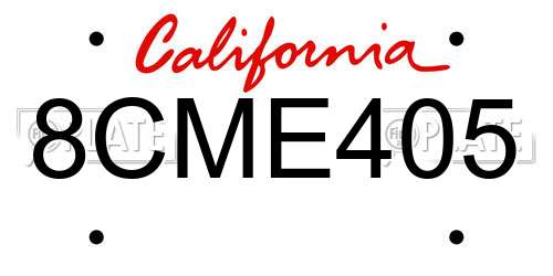 8CME405 California License Plate