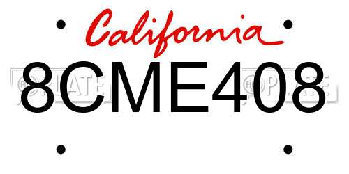 8CME408 California License Plate