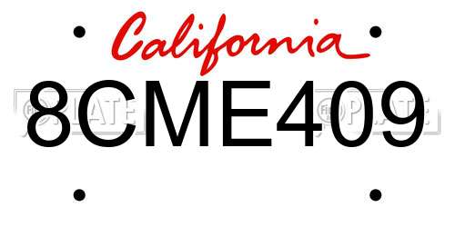 8CME409 California License Plate