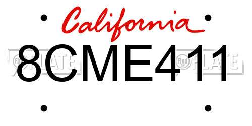 8CME411 California License Plate